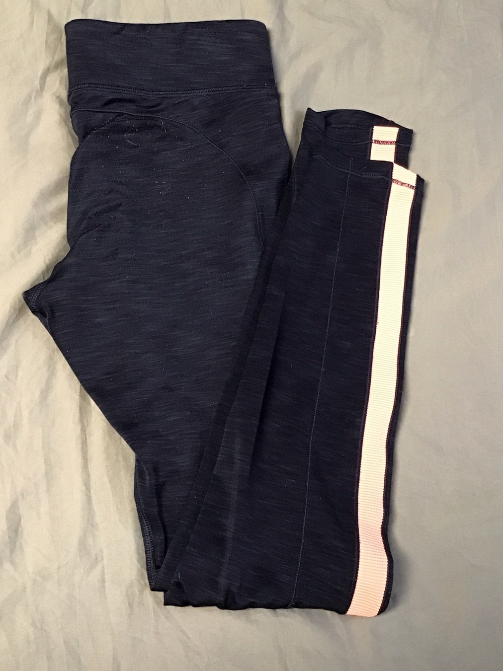 Under Armour Navy Leggings with Pink Side Stripes